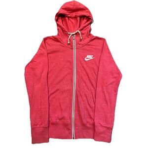 Nike Full-Zip Lightweight Hoodie Womens Large Heathered Red Drawstrings Retro